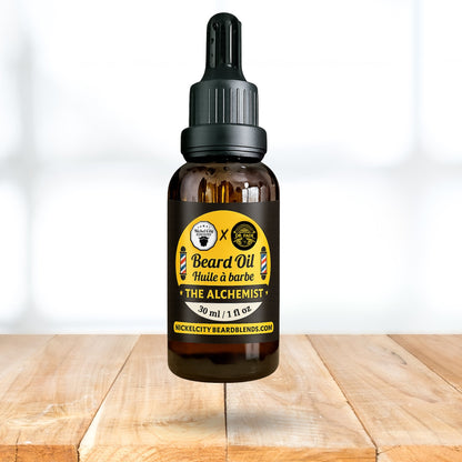 Huile à Barbe The Alchemist (30ml) – Rhum Bay, Bois de Santal & Patchouli | Parfum Classique de Barbier | Huile à Barbe Conditionnante Premium | Collaboration avec le Barbier Célébrité de Toronto Dr. Fade