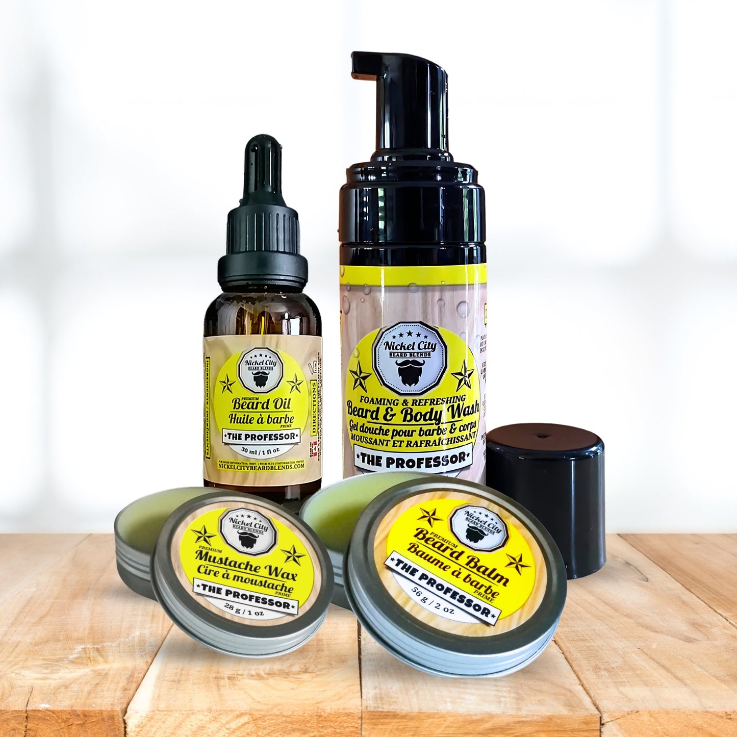 Coffret Légendaire du Professeur (Kit 4 Pièces de Soins pour Barbe : Huile, Baume, Shampoing et Cire à Moustache) – Édition Collaboration Dr. Chris Schneider | Bois de cèdre, Vanille et Doux cigare