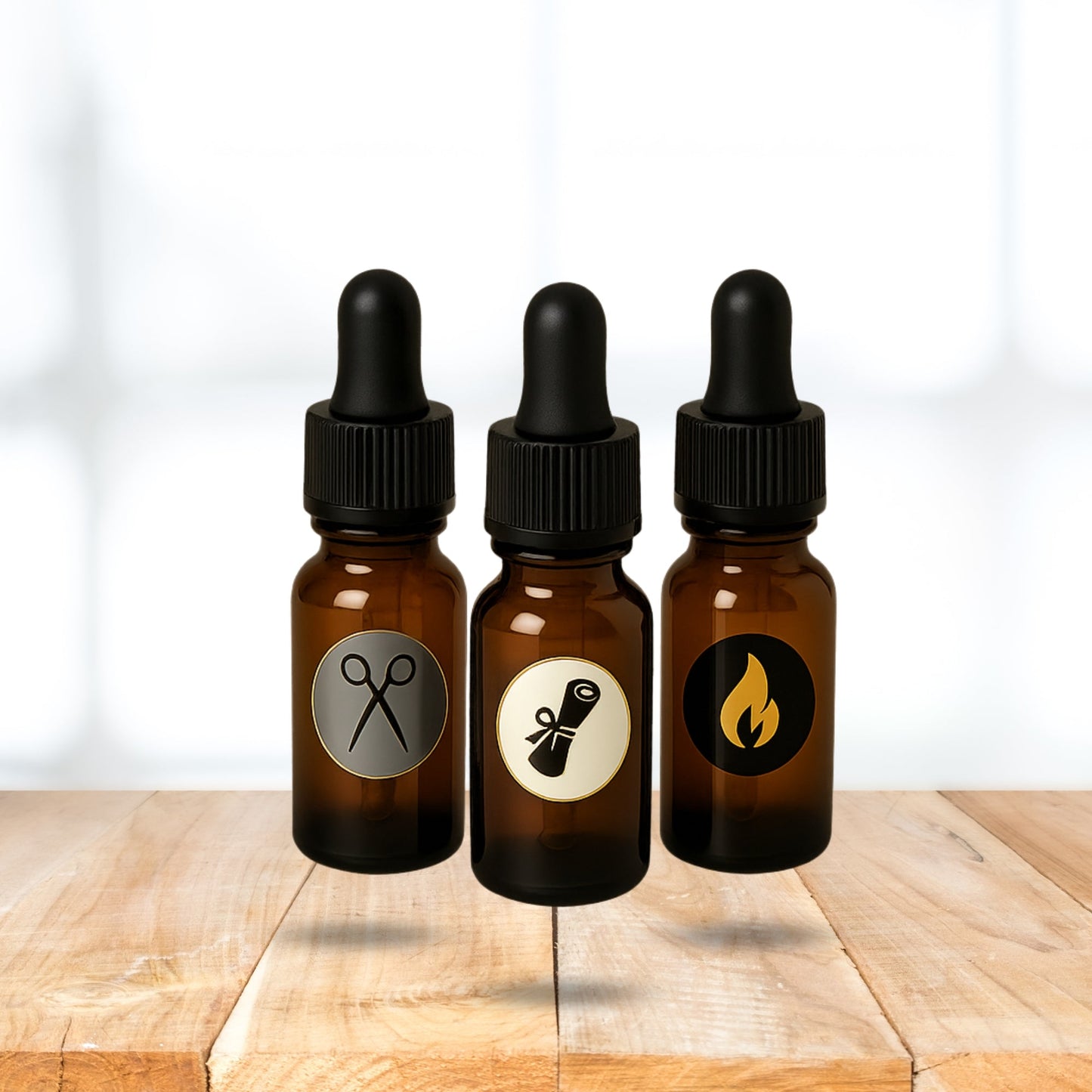 Kit découverte d'huiles à barbe « L'Ordre des Trois » (15 ml) | Essayez Le Professeur, Le Bandit et L'Alchimiste | Fabriqué à la main au Canada