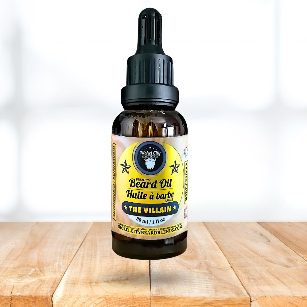 Huile à Barbe Le Vilain (30ml) – Tabac Épicé, Cuir Frais, Cognac & Bourbon avec Vanille Crémeuse | Huile à Barbe Conditionnante de Qualité Supérieure
