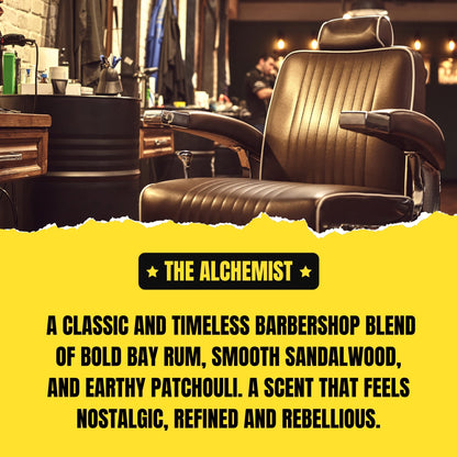 Huile à Barbe The Alchemist (30ml) – Rhum Bay, Bois de Santal & Patchouli | Parfum Classique de Barbier | Huile à Barbe Conditionnante Premium | Collaboration avec le Barbier Célébrité de Toronto Dr. Fade