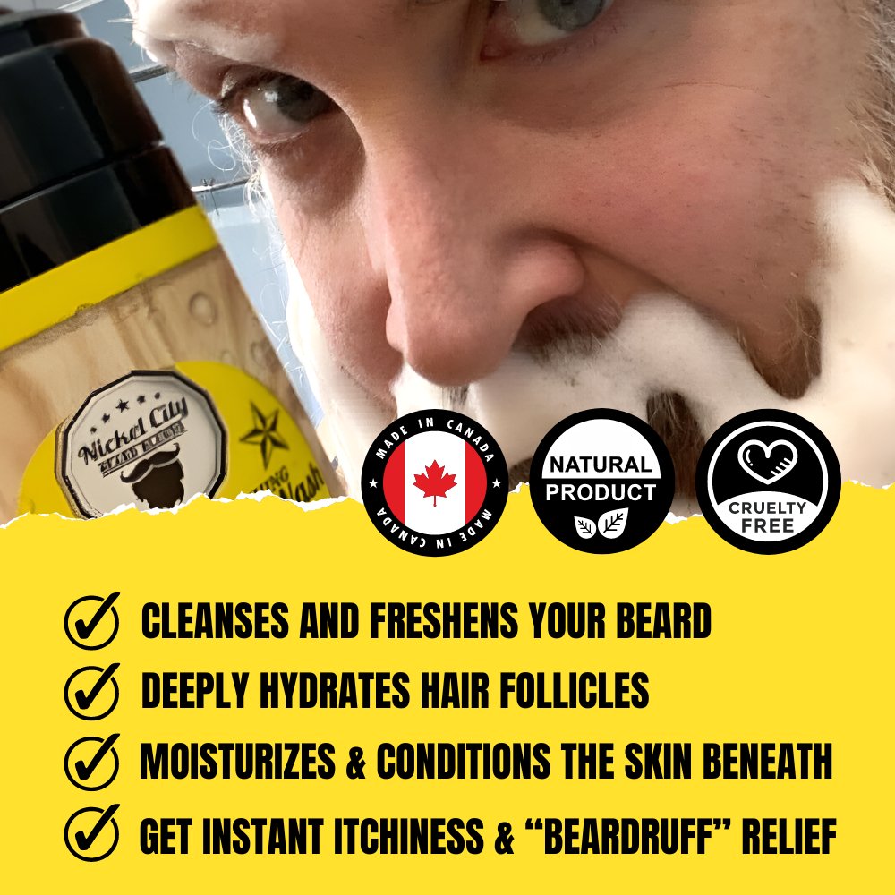 Le Lavage de Barbe Villain (150ml) – Tabac Épicé, Cuir Frais, Cognac & Bourbon avec Vanille Crémeuse | Shampooing et Nettoyant Rafraîchissant pour Barbe