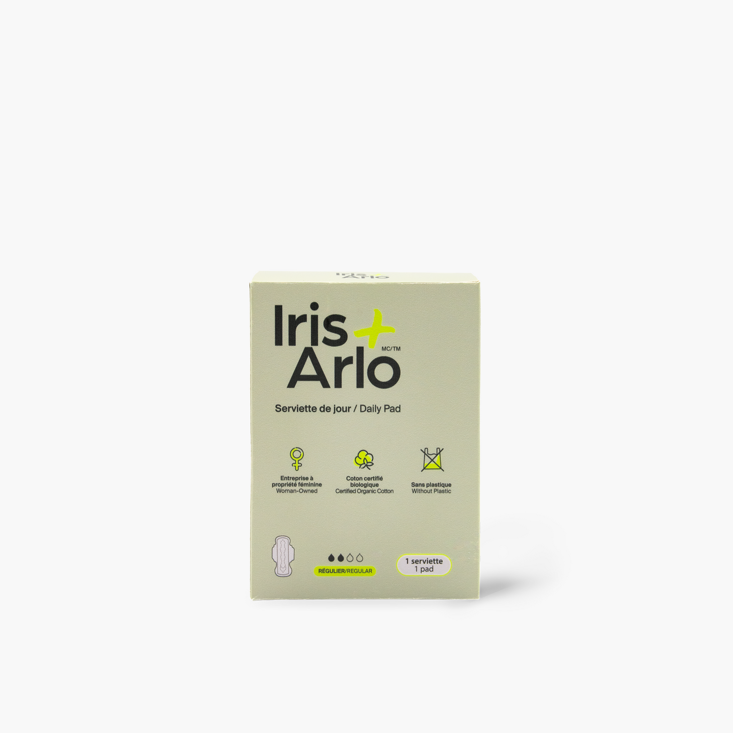 Boîte individuelle de serviettes hygiéniques régulières 100 % coton biologique - Vrac (250)