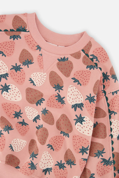 Sweatshirt Pink Strawberry Print