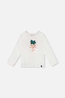 Long Sleeve Organic Cotton Strawberry T-Shirt Off White