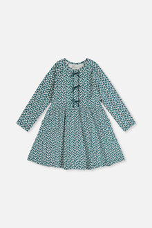 Organic Cotton Dress With Pockets Green Floral Print