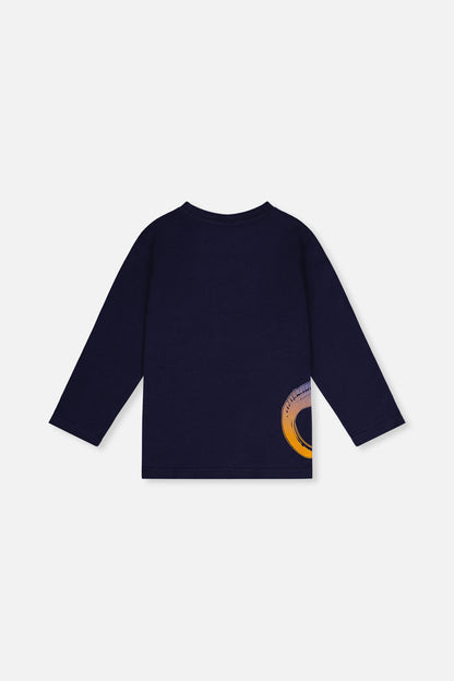 Long Sleeve Organic Cotton T-Shirt Dark Blue And Orange
