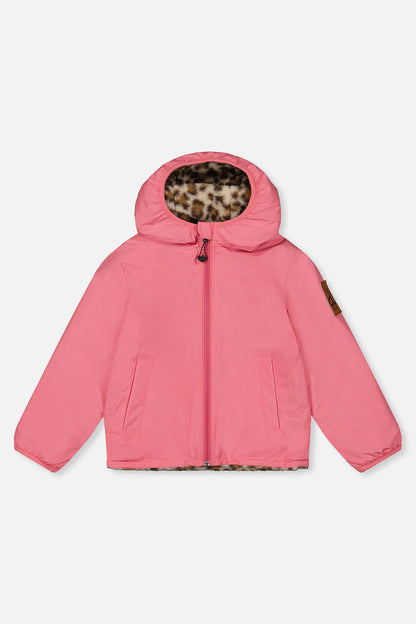 Reversible Mid-Season Jacket Pink And Leopard
