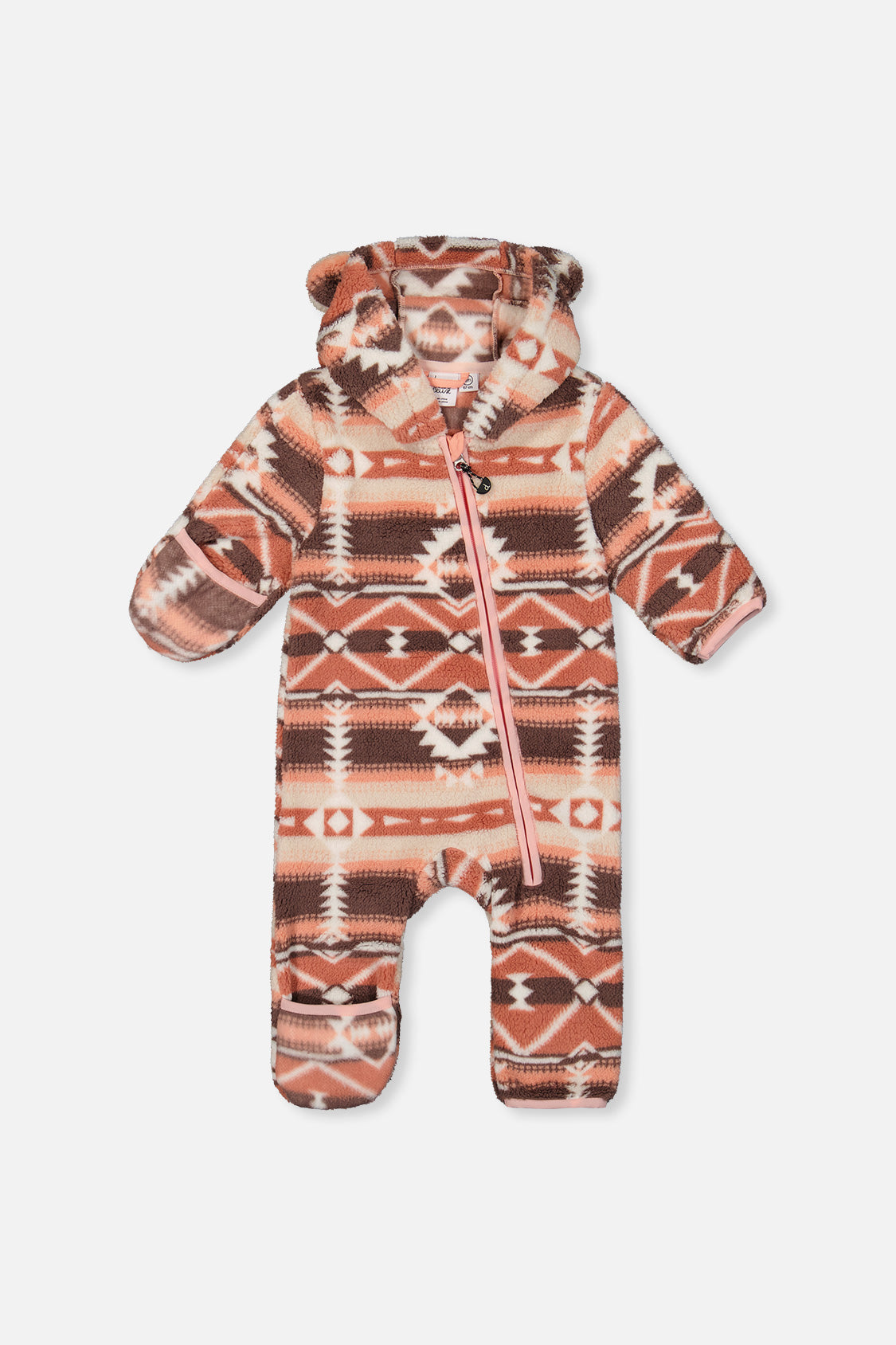 Baby Mid-Season Plush One-Piece Outerwear Aztec Pink