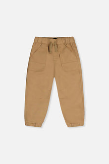 Stretch Canvas Jogger Pants Beige