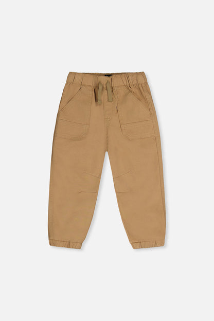 Stretch Canvas Jogger Pants Beige