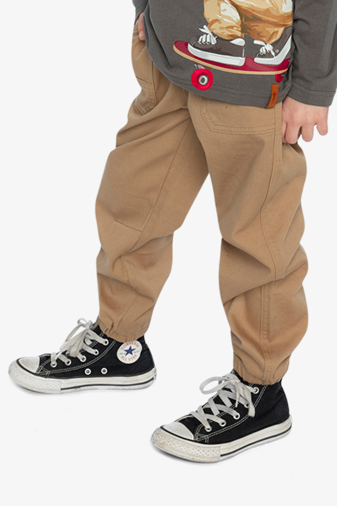 Stretch Canvas Jogger Pants Beige