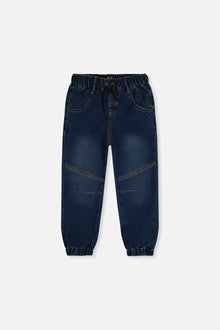 French Terry Denim Jogger Pants Navy Blue