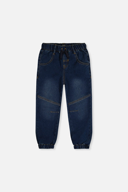 French Terry Denim Jogger Pants Navy Blue