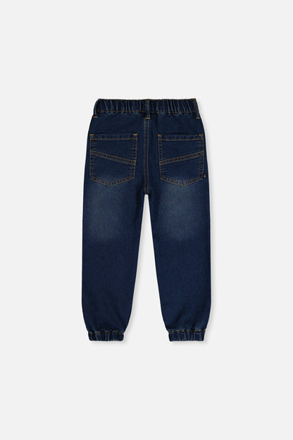 French Terry Denim Jogger Pants Navy Blue
