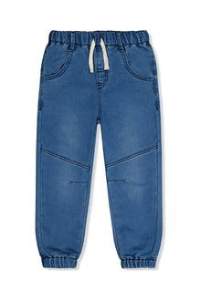 French Terry Denim Jogger Pants Light Blue