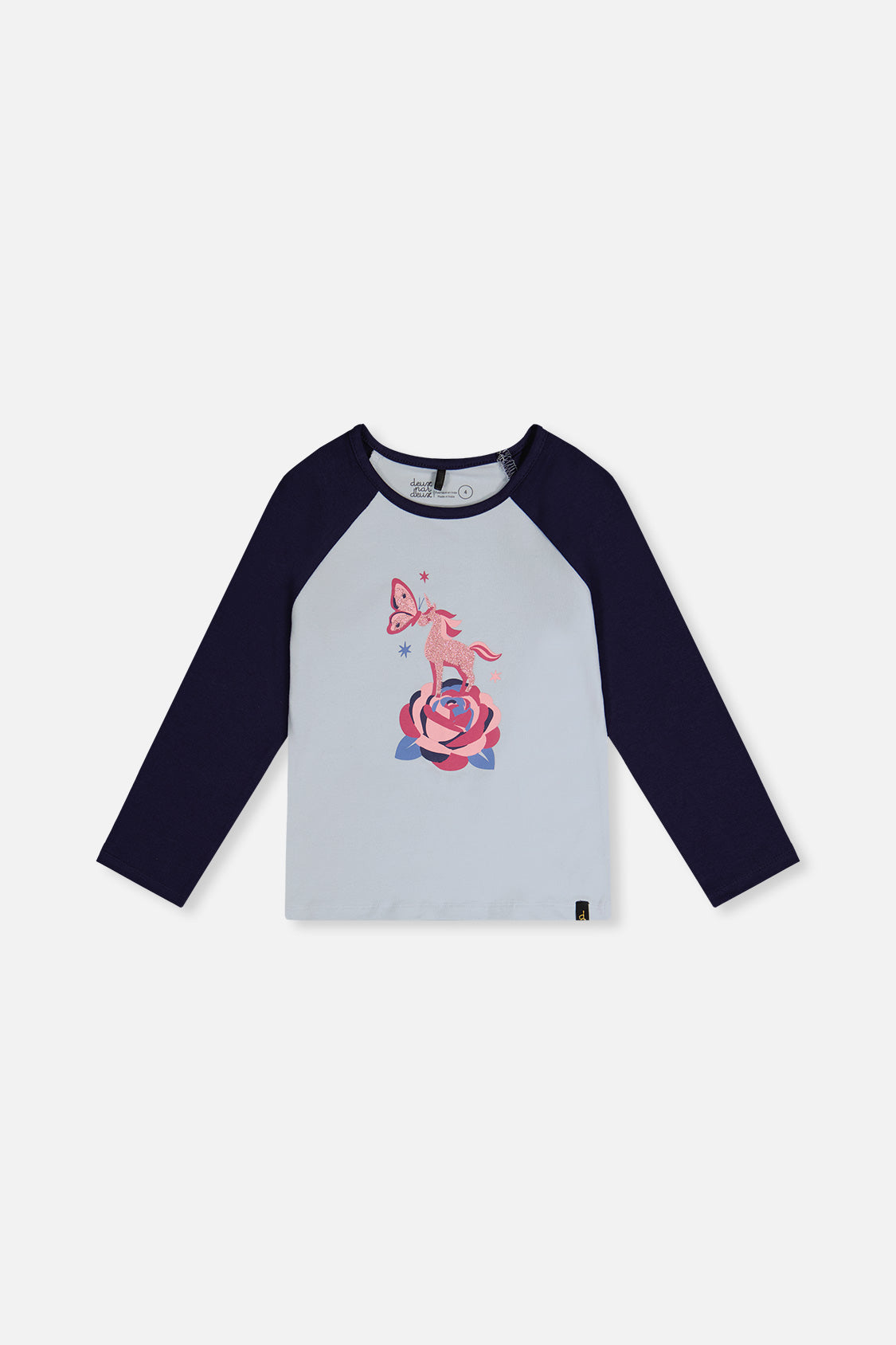 Raglan Organic Cotton T-Shirt Dark And Pale Blue