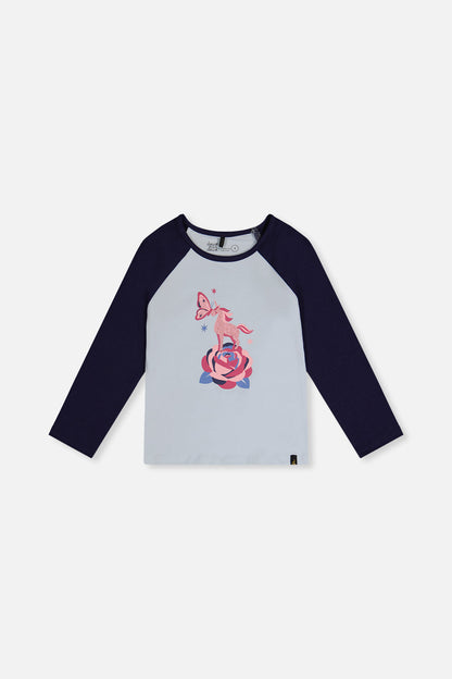 Raglan Organic Cotton T-Shirt Dark And Pale Blue