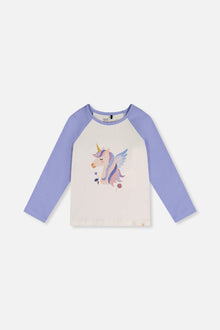 Raglan Organic Cotton T-Shirt Violet And Off-White