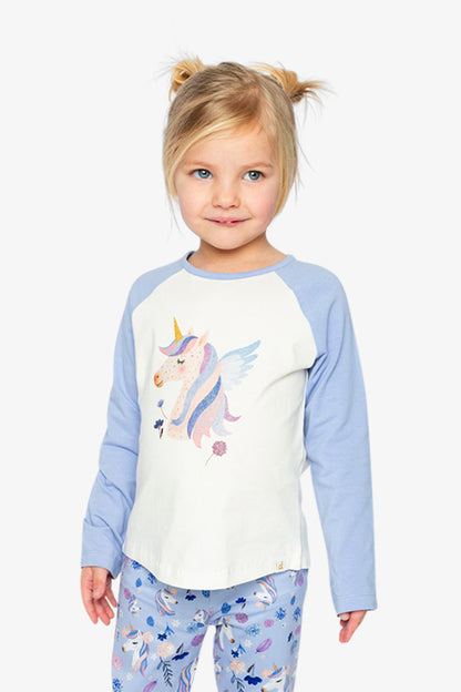 Raglan Organic Cotton T-Shirt Violet And Off-White