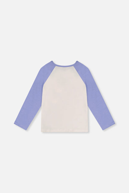 Raglan Organic Cotton T-Shirt Violet And Off-White