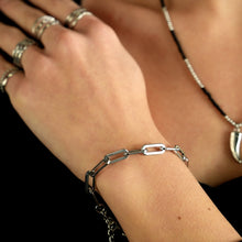 JACKI: Contemporary Paper Clip Silver Bracelet