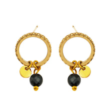 Style JAZMIN Black-Gold: Stud Earrings with Mini Charms