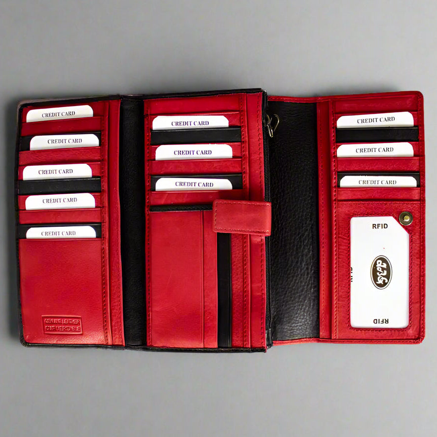 Portefeuille en cuir à trois volets RFID pour femmes JBG International