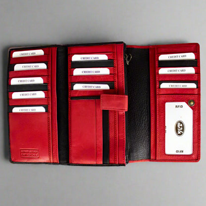 Portefeuille en cuir à trois volets RFID pour femmes JBG International