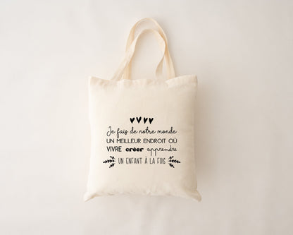 Sac en coton réutilisable - Je fais de notre monde...