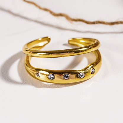JORYA : Bague ornée de Zirconium à Double Bande