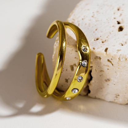 JORYA : Bague ornée de Zirconium à Double Bande
