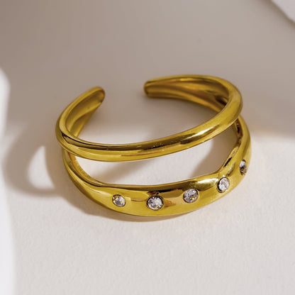 JORYA : Bague ornée de Zirconium à Double Bande