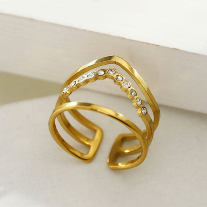 Bague à triple couche ornée de zircons JUAANA