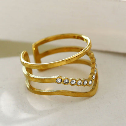 Bague à triple couche ornée de zircons JUAANA