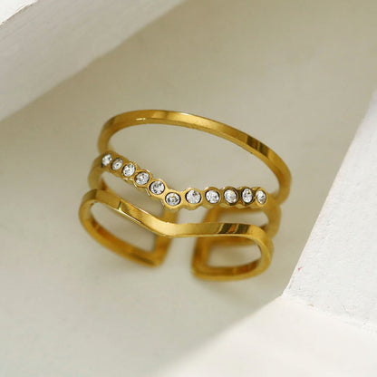 Bague à triple couche ornée de zircons JUAANA