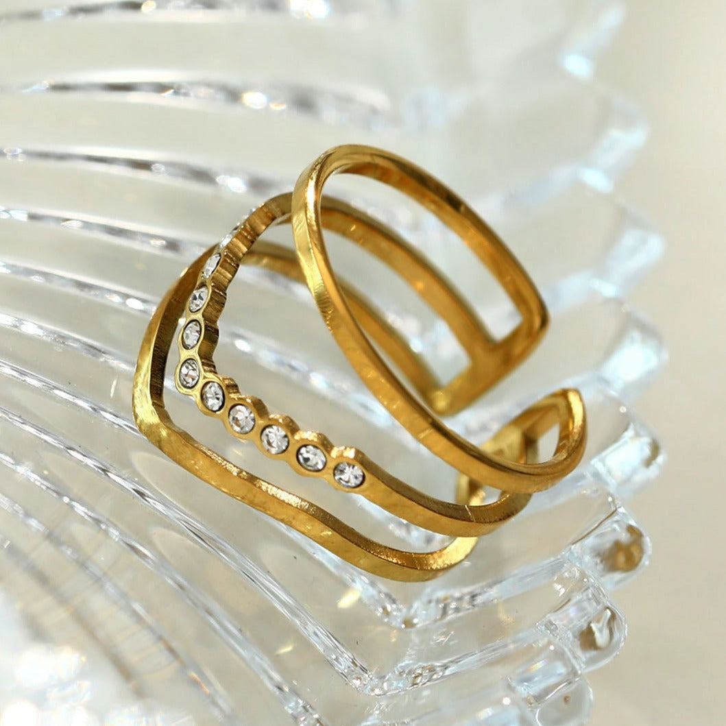 Bague à triple couche ornée de zircons JUAANA