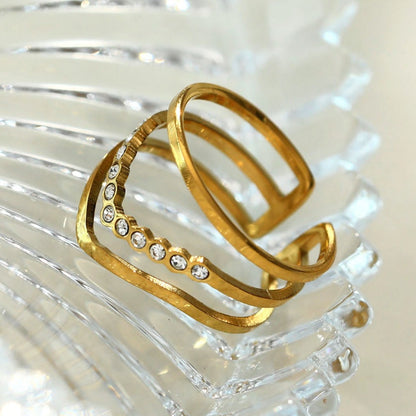 Bague à triple couche ornée de zircons JUAANA
