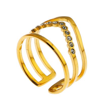 Bague à triple couche ornée de zircons JUAANA