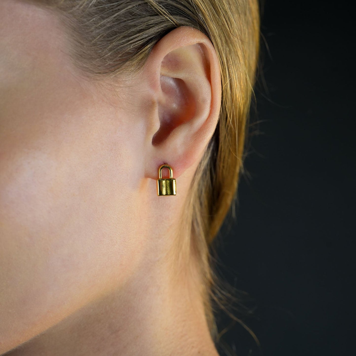 Boucles d'oreilles clous mini cadenas JUNI