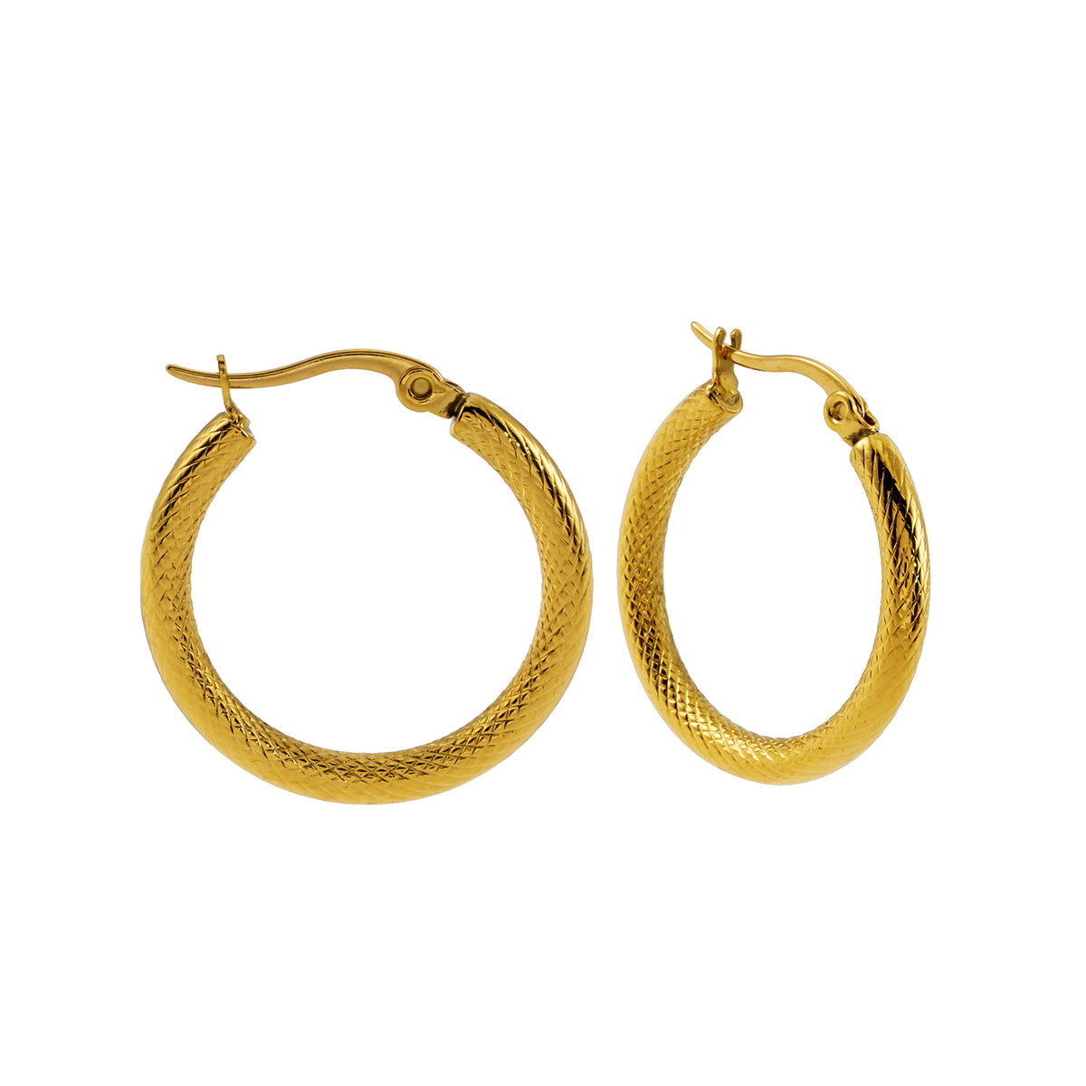 Créoles de jour comme de nuit JUNKA Gold : motif tressé de largeur moyenne