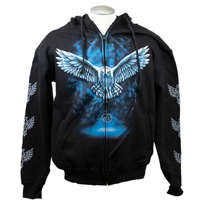 J&L Imports – Sweat à capuche zippé hibou pour homme