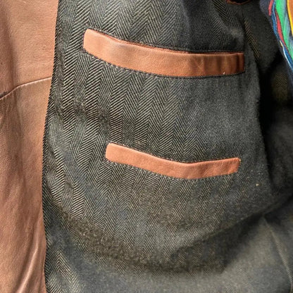Blouson en cuir d'agneau style James Dean avec boucles latérales