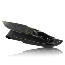 Ginza Steel Kaito Skinner Knife – 4” Damascus Blade + Sheath