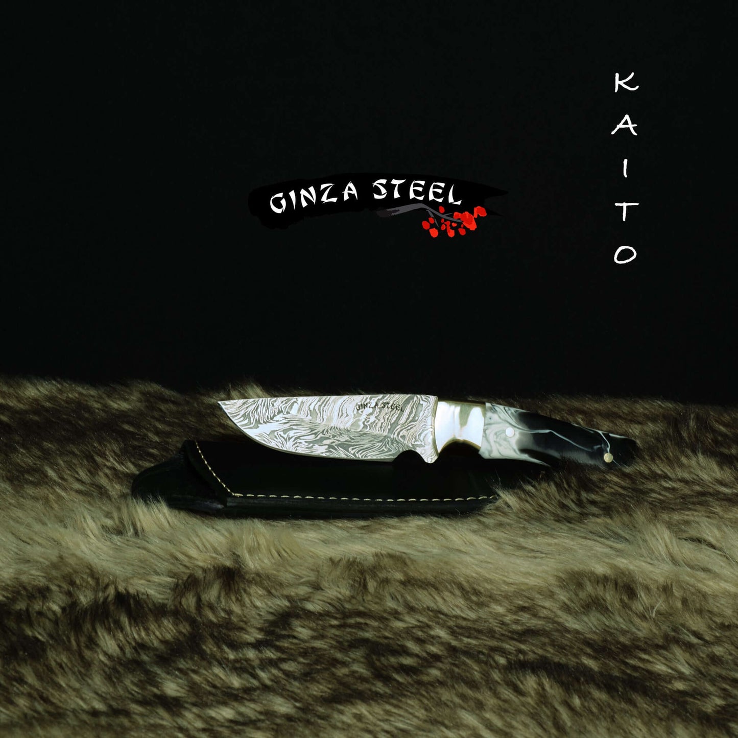 Couteau Ginza Steel Kaito Skinner – Lame damas de 10 cm + étui