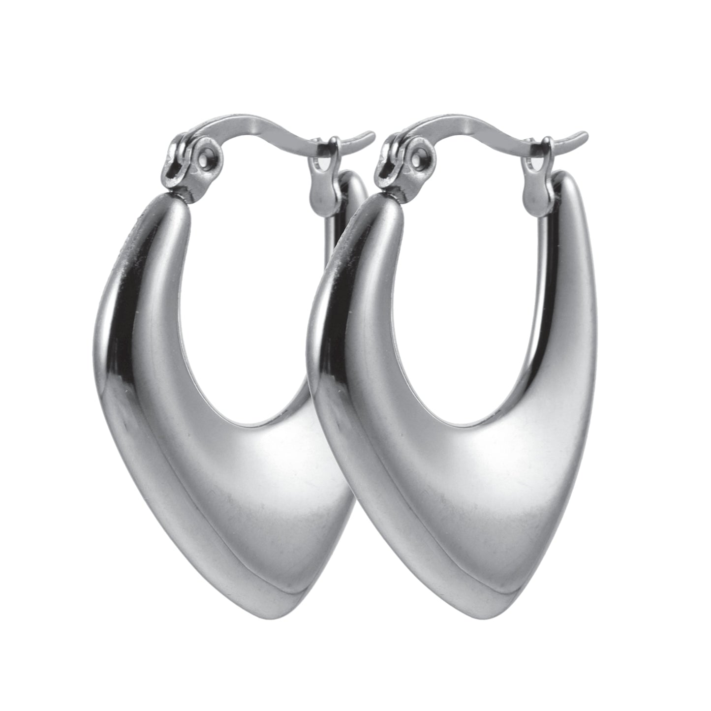 KAMIRA Or Blanc (tonalité argentée) : Boucles d'oreilles créoles géométriques asymétriques