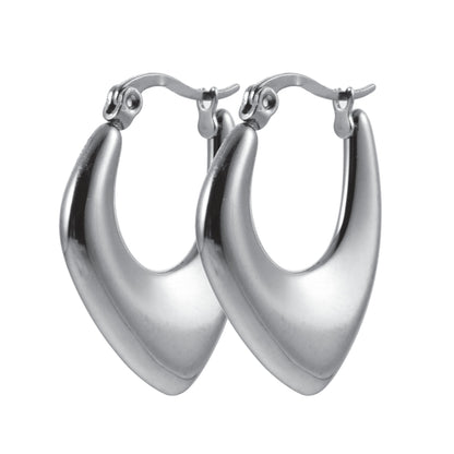 KAMIRA Or Blanc (tonalité argentée) : Boucles d'oreilles créoles géométriques asymétriques