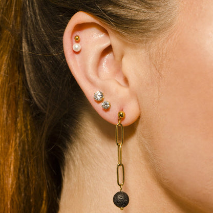 Boucles d'oreilles pendantes en pierre de lave volcanique KARLA