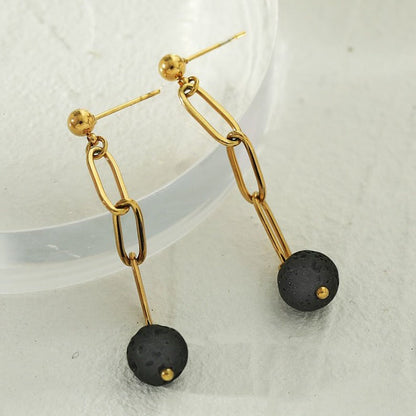 Boucles d'oreilles pendantes en pierre de lave volcanique KARLA