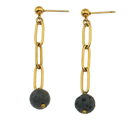 Boucles d'oreilles pendantes en pierre de lave volcanique KARLA